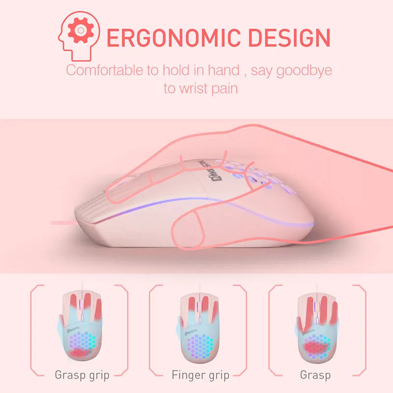 Wired RGB Backlit Honeycomb Shell Gaming Mouse